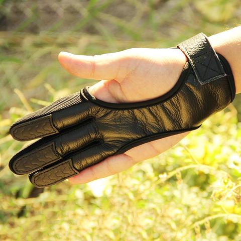 Gants professionnels en cuir pour tir à l'arc, 3 doigts, protection des mains très élastique, 1 pièce ► Photo 1/6