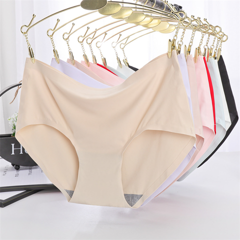 Ice soie culotte Lingerie été doux sans couture femmes élastiques slips sous-pantalon femme respirant confortable sous-vêtements en soie couleur bonbon ► Photo 1/6