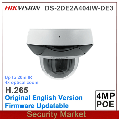 Hikvision-caméra dôme de surveillance dôme PTZ 2 pouces POE DS-2DE2A404IW-DE3, 4mp et 4X alimenté par darkfighter, système infrarouge, produit Original ► Photo 1/1