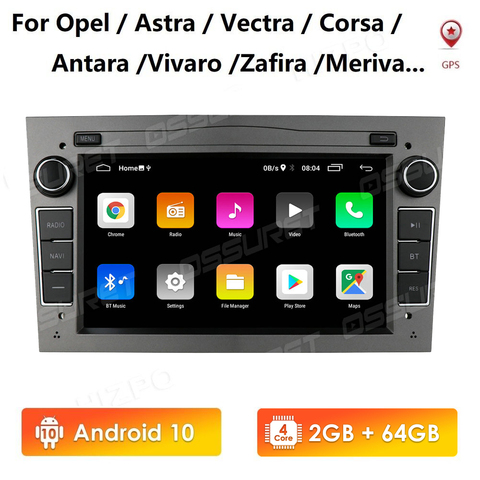 Autoradio Android 10, 2 go/64 go, GPS, stéréo, avec PIP, 2din, pour voiture Opel Astra H, G, J, Vectra, Meriva, Corsa C, D, Vivaro, Antara, Zafira, Vauxhall ► Photo 1/6