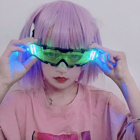 Japon Harajuku Anime lunettes LED méné Super Cool lunettes de sécurité Cosplay futures machines Harajuku Vision nocturne ► Photo 1/6