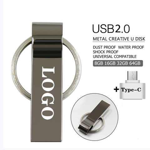 Clé USB en métal type-c, support à mémoire de 4GB 8 GB 16GB 32GB 64GB, lecteur Flash avec LOGO imprimé ► Photo 1/5