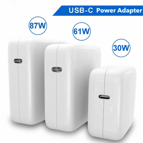 Adaptateur d'alimentation pour ordinateur portable, 29W 30W 61W 87W USB-C, chargeur PD de Type C pour dernier Macbook 13 15 pouces A1706 A1707 A1707 pour iphone iPad Pro ► Photo 1/4