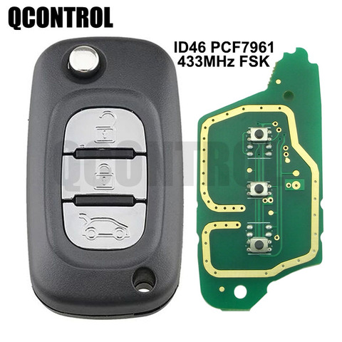 QCONTROL, combinaison clé télécommande à 3 boutons, avec puce ID46 pcf7961 et 2009 MHz, pour voiture Renault Scenic III, Megane III, Fluence 2015-433 ► Photo 1/3