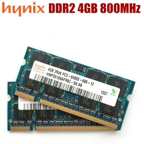 Hynix – mémoire de serveur d'ordinateur portable, modèle DDR2, capacité 4 go 800 go, fréquence d'horloge 800/6400S, broches 200 broches ► Photo 1/2