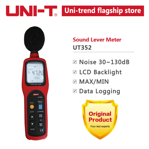 Mini niveau sonore numérique UT352, 30, 130db, Instrument de mesure du bruit, testeur, moniteur décibel Audio, alarme Max Min, UNI-T ► Photo 1/4