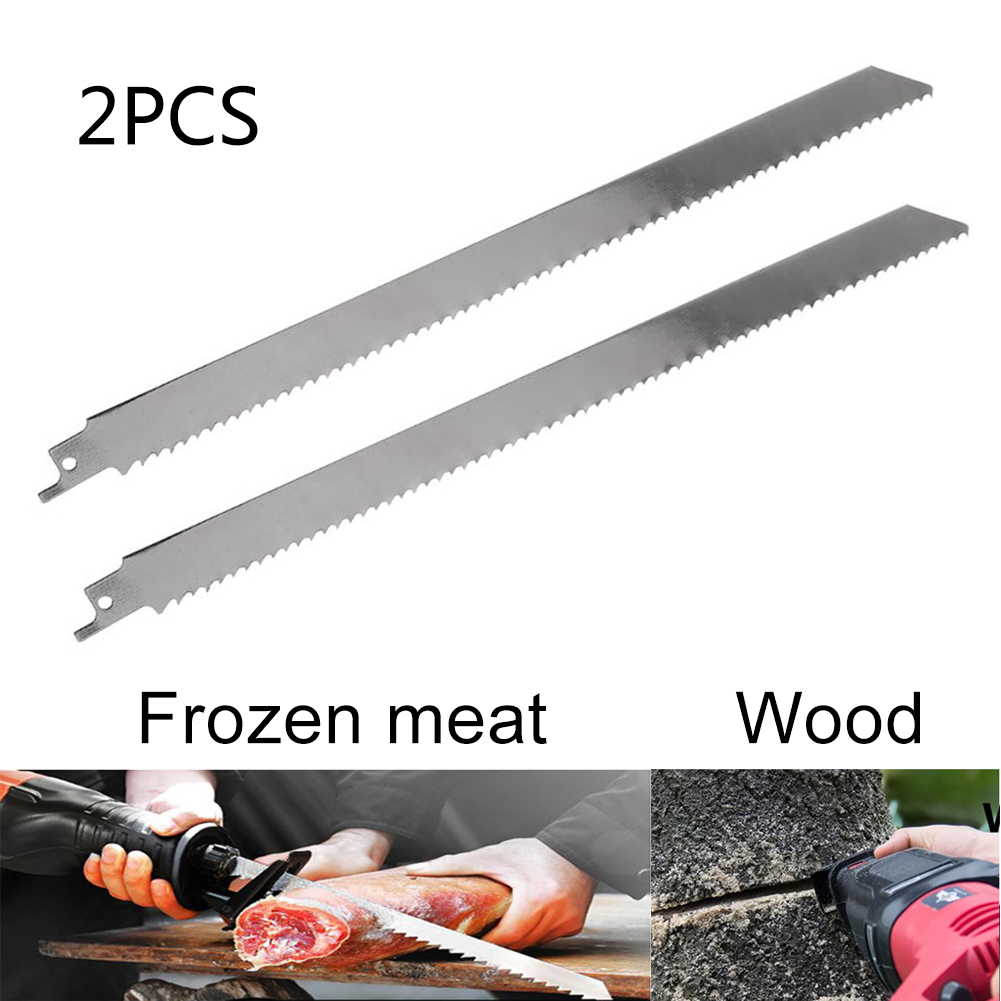 2 pièces 300mm viande os glace coupe alternative scie lame acier inoxydable viande scies Cutter pour couper la viande congelée glace bois métal ► Photo 1/6