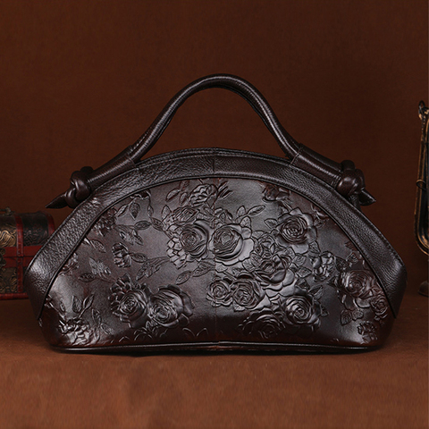 Norbinus marque de luxe en cuir véritable sac à main en peau de vache Rose motif fourre-tout sac en relief femmes épaule bandoulière sacs de messager ► Photo 1/6