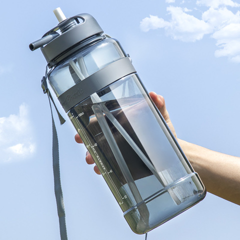 1000 Ml 2000ml bouteille d'eau potable pour Sport bouteille d'eau avec paille grandes bouteilles sans BPA en plein air grande bouteille 1L 2L 3L ► Photo 1/6