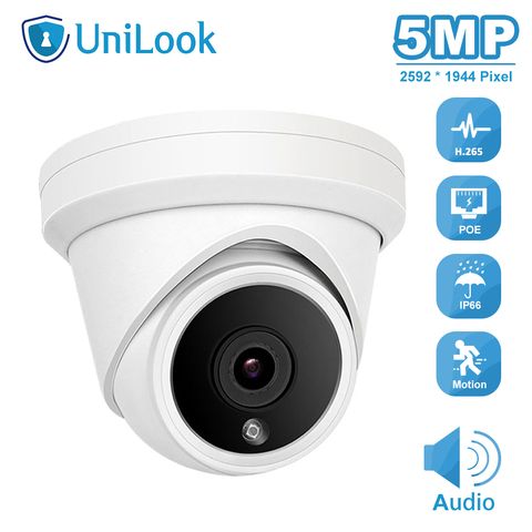 UniLook – caméra de surveillance IP POE hd 5MP (IP66), dispositif de sécurité sans fil, avec Microphone intégré, système infrarouge (30m), codec H.265, Compatible avec Hikvision, protocole ONVIF P2P ► Photo 1/6