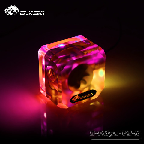 Bykski B-FMpa-V3-X, cuboïde acrylique refroidisseur d'eau débitmètre capteur Transparent débitmètre G1/4 A-RGB 5V AURA éclairage ► Photo 1/6