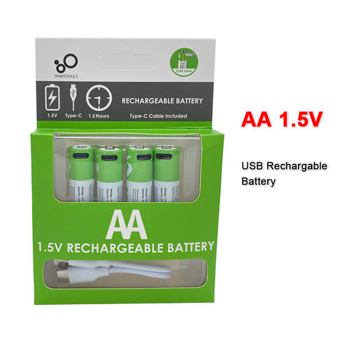 Batterie lithium-ion rechargeable AA 1.5V 2600 mWh, pour télécommande, souris, petit ventilateur, jouet électrique, câble inclus ► Photo 1/6