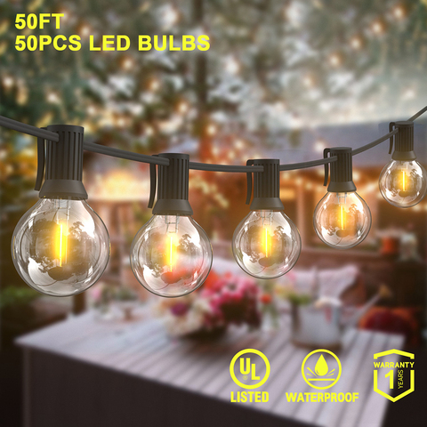 50FT 30FT 25FT Led chaîne lumières fée mariage lampe LED Globe Festoon ampoule led fée chaîne lumière en plein air fête jardin guirlande ► Photo 1/6