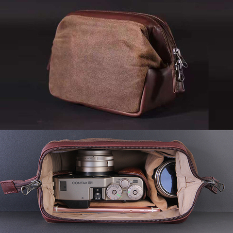 Roadfisher – sac pour appareil photo en cuir véritable, pochette à insérer pour fujifilm XA2 X-A3 Leica M Sony A7 Nikon Canon Rolleiflex ► Photo 1/6