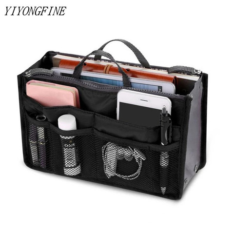 Fourre-tout sac cosmétique pour femmes Double fermeture éclair sac de maquillage articles de toilette Kit de toilettage grand Nylon voyage insérer organisateur sac à main sac à main ► Photo 1/6