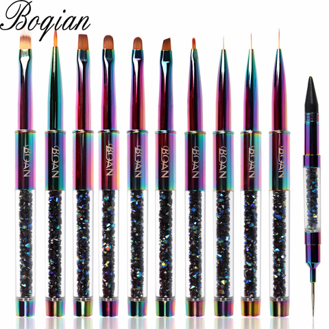 BQAN – brosse à ongles arc-en-ciel pour manucure, Gel acrylique UV, stylo d'extension pour vernis à ongles, brosse de dessin, outils de peinture ► Photo 1/6