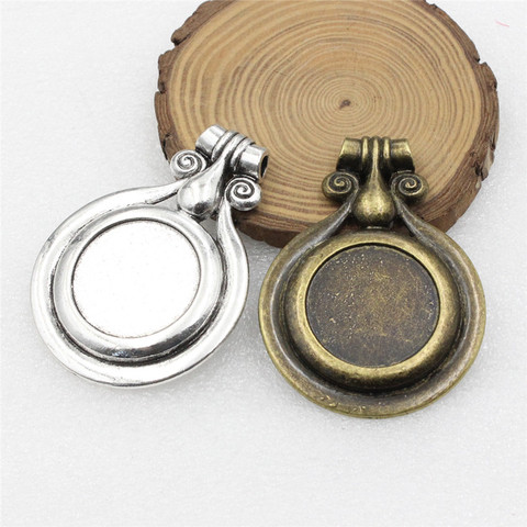 Cadre cabochons ronds en alliage de Bronze de 30mm, caméo/verre/Cabochon, paramètres de lunette, accessoire de fabrication bricolage 52x72mm, K02100 ► Photo 1/4