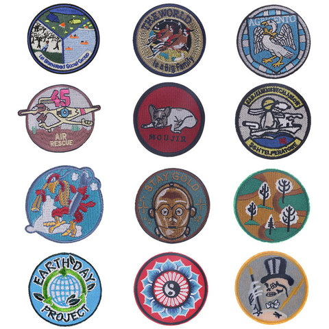 Patchs ronds brodés ovni sur les applications de transfert de chaleur, Badges autocollants imprimés pour sac à dos, vêtements, DIY bricolage ► Photo 1/6