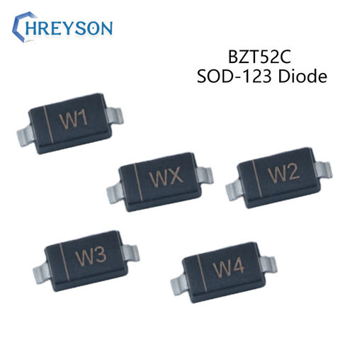 Diode Zener SMD, 100 pièces, WO BZT52C24 WO BZT52C27 WP BZT52C30 WQ BZT52C33 wwr BZT52C36 WS BZT52C39 WT BZT52C43 WU BZT5211 WG SOD-123 ► Photo 1/6