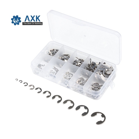 Kit d'assortiment de rondelles de retenue Circlip pour fixation d'arbre, en acier inoxydable, 120 pièces/200 pièces M1.5 ~ m10, Axk017 ► Photo 1/6