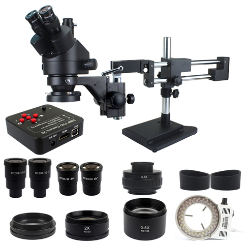 3.5X-90X Double Boom Zoom Simul Focal trinoculaire stéréo Microscope 38MP HDMI USB SMD Microscopio caméra téléphone PCB outils de réparation ► Photo 1/6