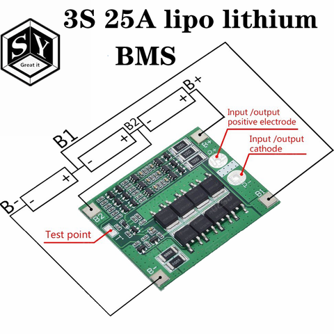 Great IT 3S 25A lipo lithium polymère BMS/PCM/PCB, carte de protection pour batterie Li-ion 18650, 3 paquets, 1 pièce ► Photo 1/6