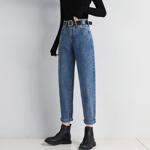 2022 mode nouvelle maman jean femme ample haute wais grande taille denim pantalon petit ami jean pour femmes lavé coton sarouel pantalon jean ► Photo 1/6