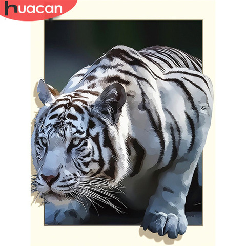 HUACAN plein carré diamant peinture tigre 5D bricolage diamant broderie mosaïque Animal strass à la main cadeau décor maison ► Photo 1/6