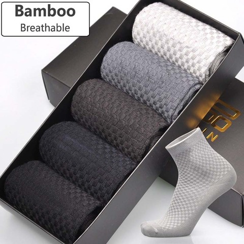 Bambou fibres chaussettes hommes déodorant chaussette haute Tube affaires solide respirant hommes femmes chaussettes élastiques automne printemps 2022 ► Photo 1/6