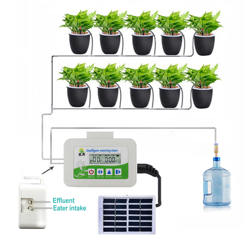 Système d'irrigation goutte-à-goutte solaire multifonctionnel, buse d'irrigation pour jardin, charge à énergie solaire, pompe automatique et minuterie ► Photo 1/6