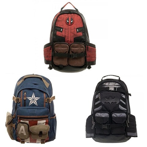 Disney Avengers Deadpool Batman Captain America Anime Bande Dessinée Impression Sac À Dos Cartable Pochette D'ordinateur Extérieur Sac Casual ► Photo 1/5