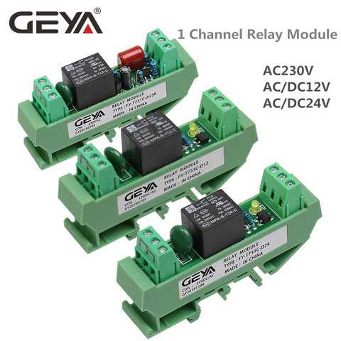 GEYA-carte de relais à 1 canal 12V, 24V, 230V, Module de relais électromagnétique à 1 canal ► Photo 1/6