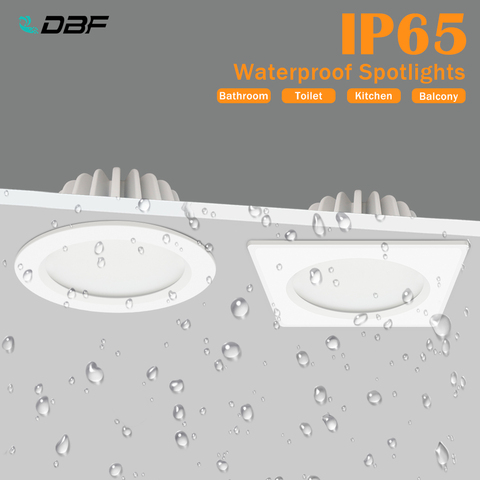 [DBF] noir/blanc IP65 étanche encastré LED Downlight SMD5730 5 W 7W 9W 12W 15W Spot lumière salle de bain plafonnier AC 110V/220V ► Photo 1/6