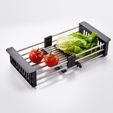 Égouttoir d'évier de cuisine noir en acier inoxydable, support de filtre pour lavabo ► Photo 1/6