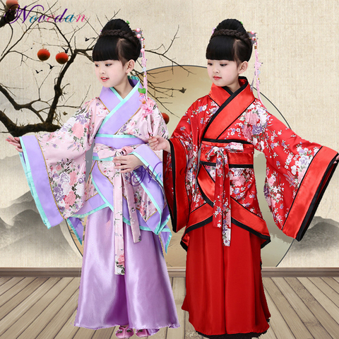 Costumes de danse traditionnels chinois pour filles, robe de la dynastie Han Ming Hanfu, vêtements pour enfants, Kimono de danse populaire ► Photo 1/6