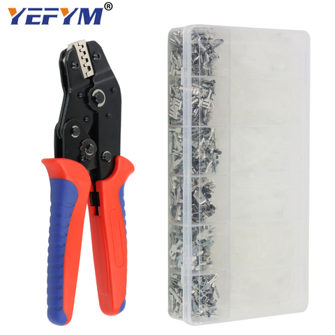 YEFYM SN-48BS pince à sertir 0.25-1.5mm2 et 800 pièces/boîte tab 2.8 4.8 6.3mm boîte à bornes voiture connecteur fil électricien outils ► Photo 1/6