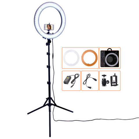 FOSOTO RL-18 55 w 5500 k 240 LED Éclairage Photographique Dimmable Caméra Photo/Studio/Téléphone Photographie Anneau Lumière lampe & Trépied Stand ► Photo 1/6