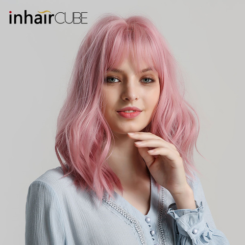 Inhaircube-perruque synthétique Lolita ondulée rose, cheveux longs, naturelle ombré INS, Simulation réelle, livraison gratuite ► Photo 1/6