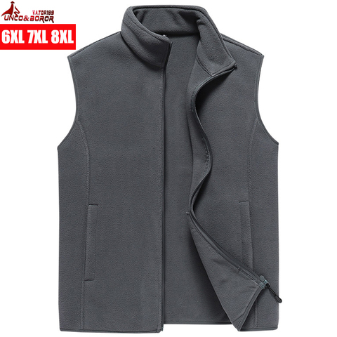 Gilet d'automne pour homme, gilet de pêche en molleton sans manches, doux et chaud, grande taille 6XL 7XL et 8XL ► Photo 1/6