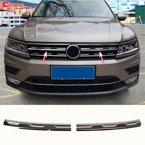 Pour Volkswagen VW Tiguan MK2 2016 2017 2022 Chrome avant Grille Grille pare-chocs couverture garniture insérer décoration voiture style ► Photo 1/6