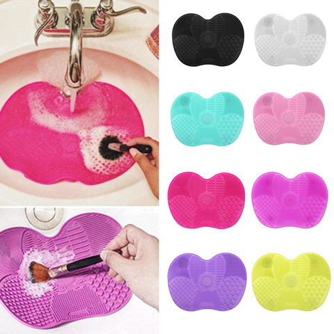 Fond de teint pinceau de maquillage planche à récurer Silicone maquillage brosse tampon nettoyant maquillage brosse de lavage Gel tapis de nettoyage outil à main ► Photo 1/6