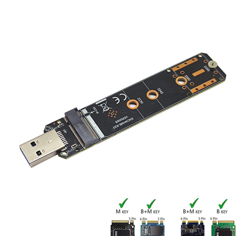 Adaptateur double protocole M.2 NVME vers USB 3.1SSD, carte de convertisseur M2 SSD vers NGFF 10Gbps USB 3.1 Gen 2, pour Samsung 970 960/pour Intel ► Photo 1/6