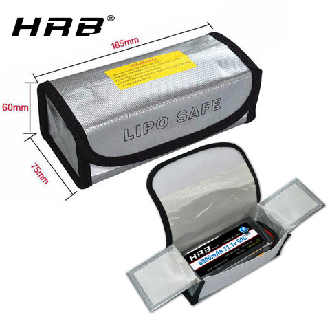 HRB-sac ignifuge pour batteries Rc LiPo 185x75x60mm, sac de sécurité Portable antidéflagrant, sacoche de recharge de sécurité ► Photo 1/6