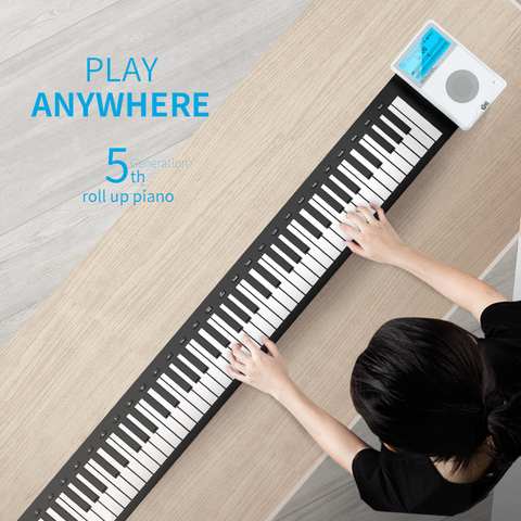 Clavier numérique enroulé à la main, clavier Midi numérique, synthétiseur de Piano électronique en Silicone souple pliable de musique ► Photo 1/6