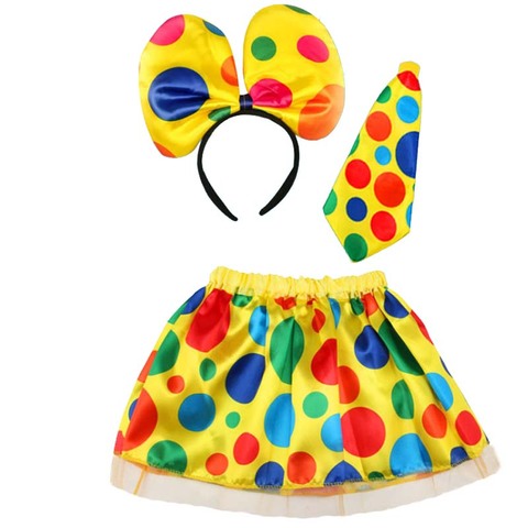 Clown amusant pour garçons et femmes, Costume Cosplay, bandeau à pois, jupe à cravate, tenue de carnaval, fête d'anniversaire, Halloween ► Photo 1/3