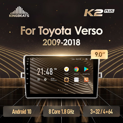 KingBeats Android 10 octa-core tête unité HU 4G en tableau de bord autoradio multimédia lecteur vidéo Navigation GPS pour Toyota Verso R20 2009 - 2022 pas de dvd 2 din Double Din Android autoradio 2din ► Photo 1/6