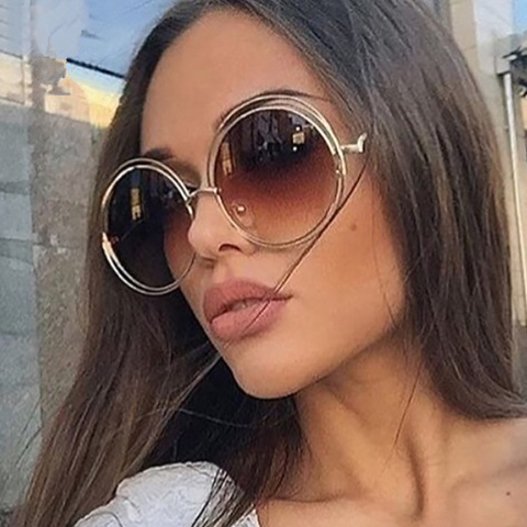 Lunettes de soleil pour femmes | Rondes de luxe de styliste 2022 Vintage, lunettes de soleil surdimensionnées rétro, lunettes de soleil miroir pour femmes ► Photo 1/6