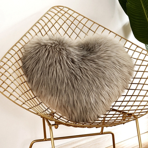 En forme de coeur Faux laine coussins coloré canapé doux en peluche housse de coussin lit oreillers housse jeter oreiller maison cadeaux décoratifs ► Photo 1/6