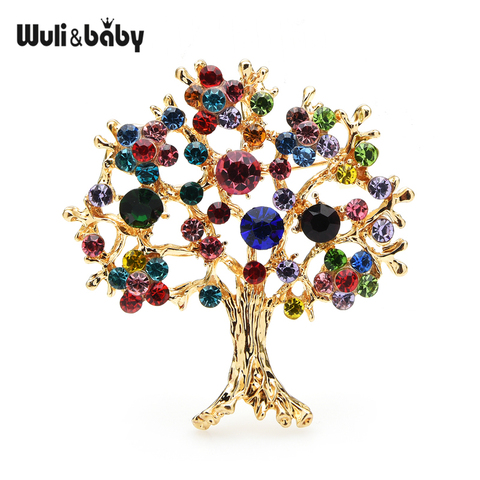 Wuli & bébé multicolore strass arbre broches femmes hommes arbre de noël fête bureau décontracté broche broches cadeaux ► Photo 1/3