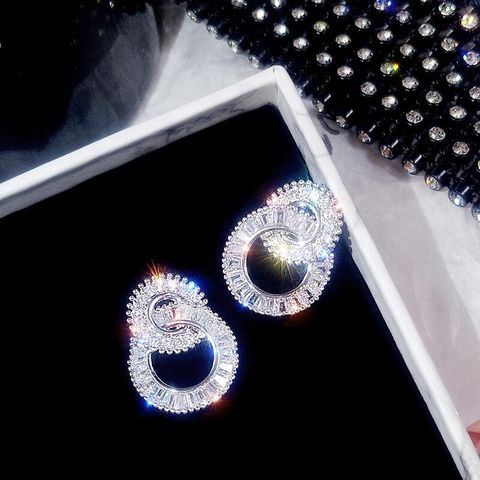 2022 nouveau luxe Double cercle oreille goujon 925 en argent sterling boucles d'oreilles pour femmes dame anniversaire cadeau bijoux en gros E5609 ► Photo 1/6
